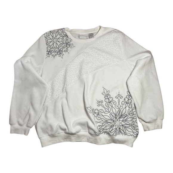 alfred dunner snowflake fleece crewneck pullover - Picture 4 of 6